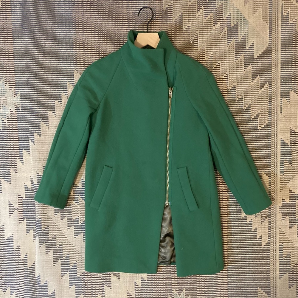 J Crew Women’s Kelly Green Doublecloth Wool Envelope Coat Jacket‎